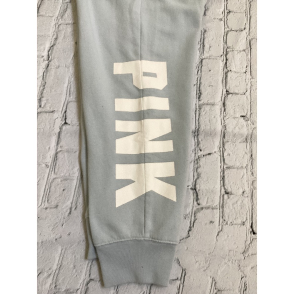 Victorias Secret PINK Jogger Sweatpants Light Blue Logo Drawstring Large